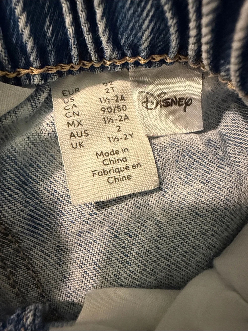 Disney Jeans With  Minnie Pluto & Mickey Embroidered Faces On Leg Size 2T